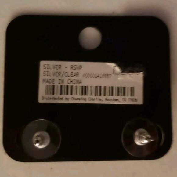 Silvertone Crystal Studs Pierced Earrings Bridal Fashion .3" Round Charming RSVP - Picture 4 of 4